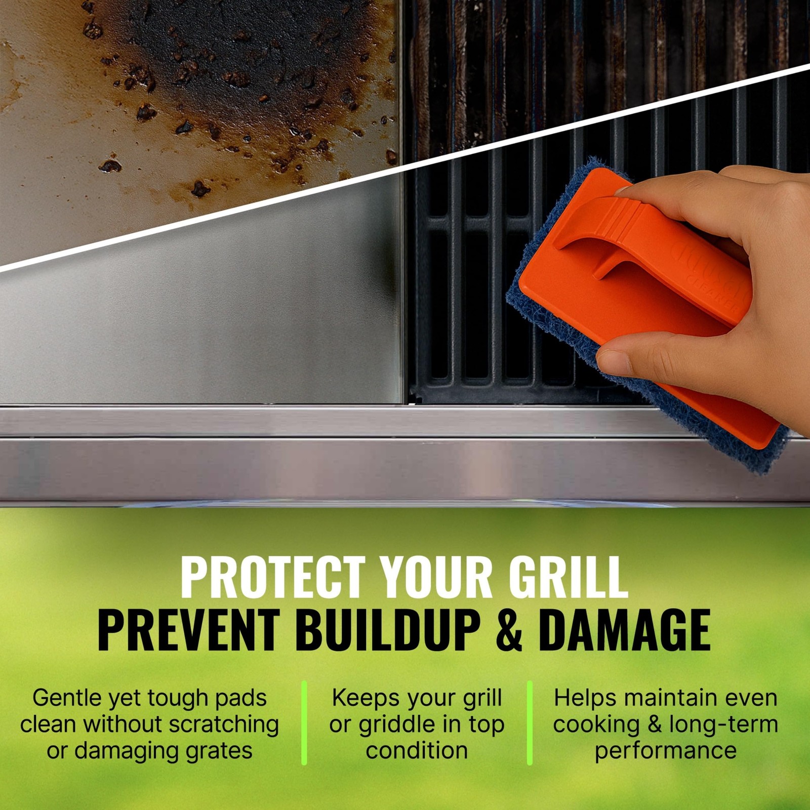 Grill Cleaning Kit – BBQ Grill Cleaner (16oz) and BBQ Grill Scrubber with 3 H…