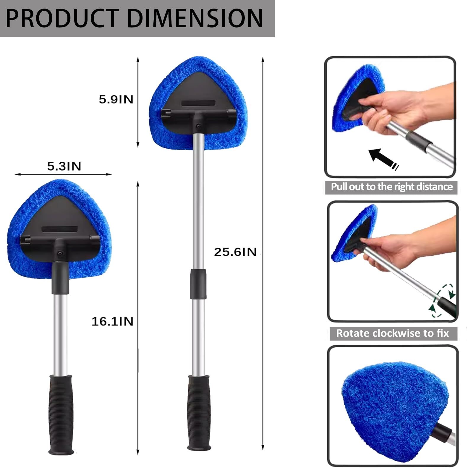 Car Windshield Cleaning Tools Expandable Car Window Cleaner kit with 4 Reusab…