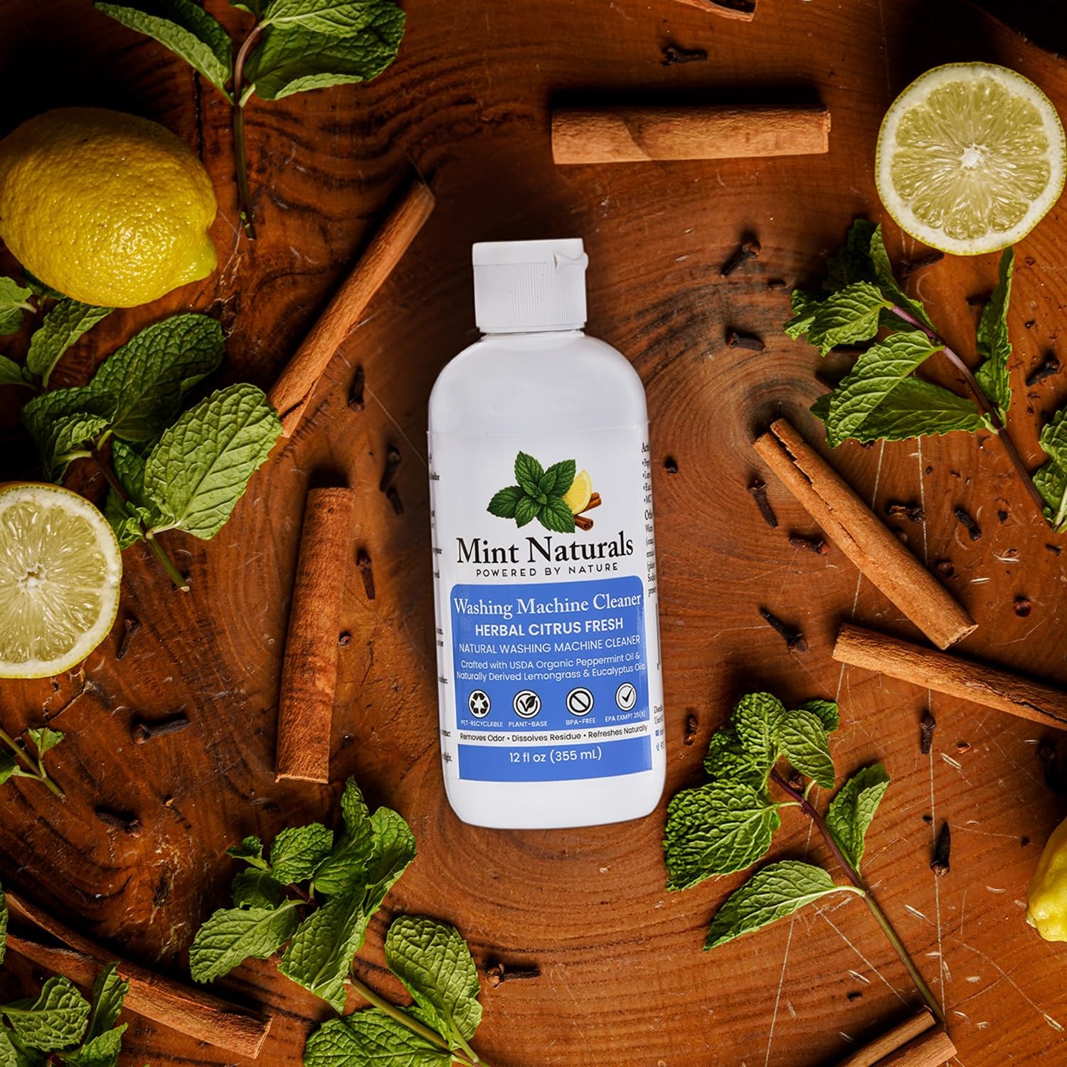 Natural Washing Machine Cleaner Front/Top Load Odor Remover 12oz Deep Clean