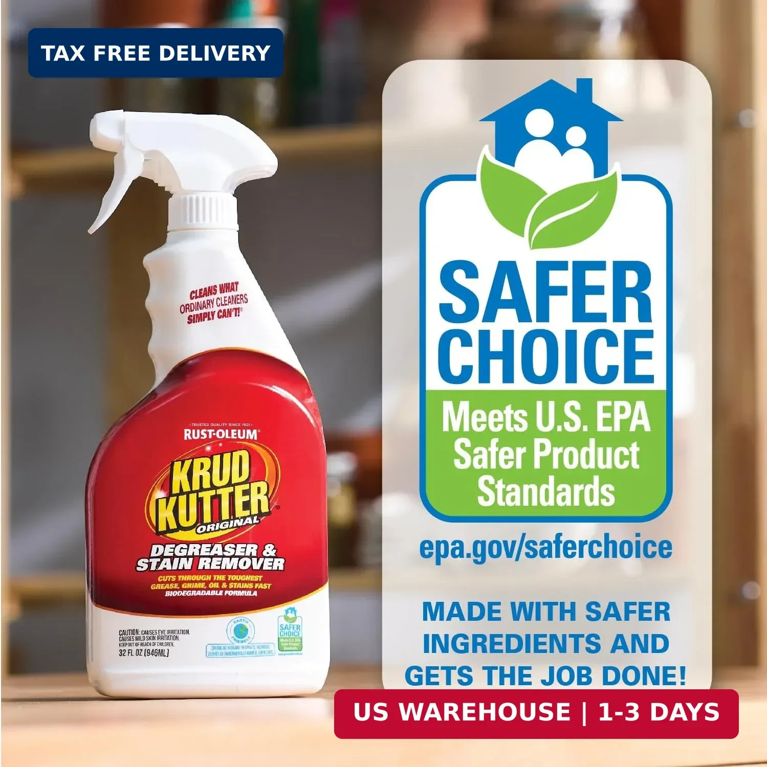 Krud Kutter Original Cleaner Degreaser Spray, 32 oz, Heavy Duty Multi Surface Cl