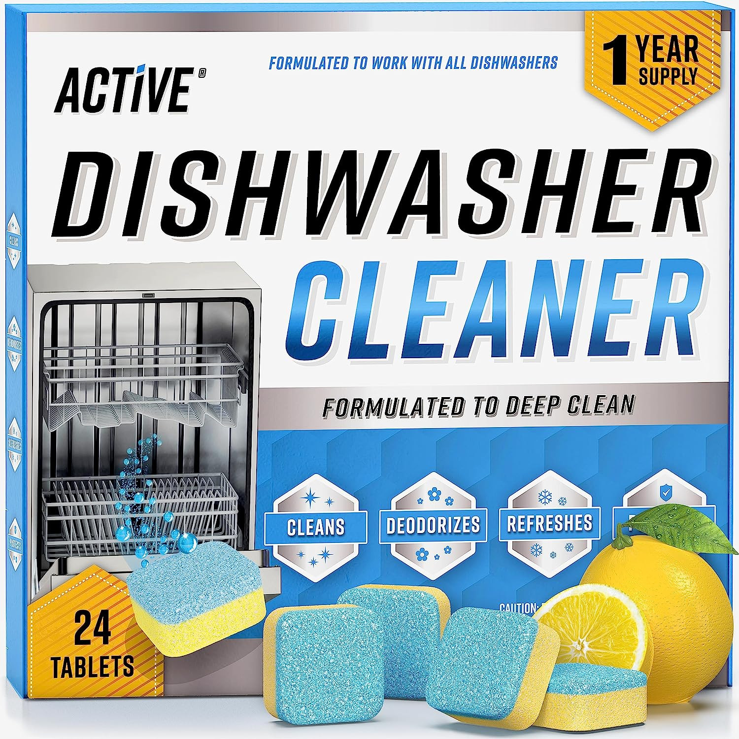 Dishwasher Cleaner And Deodorizer Tablets – 24 Pack Deep Cleaning Descaler Pods