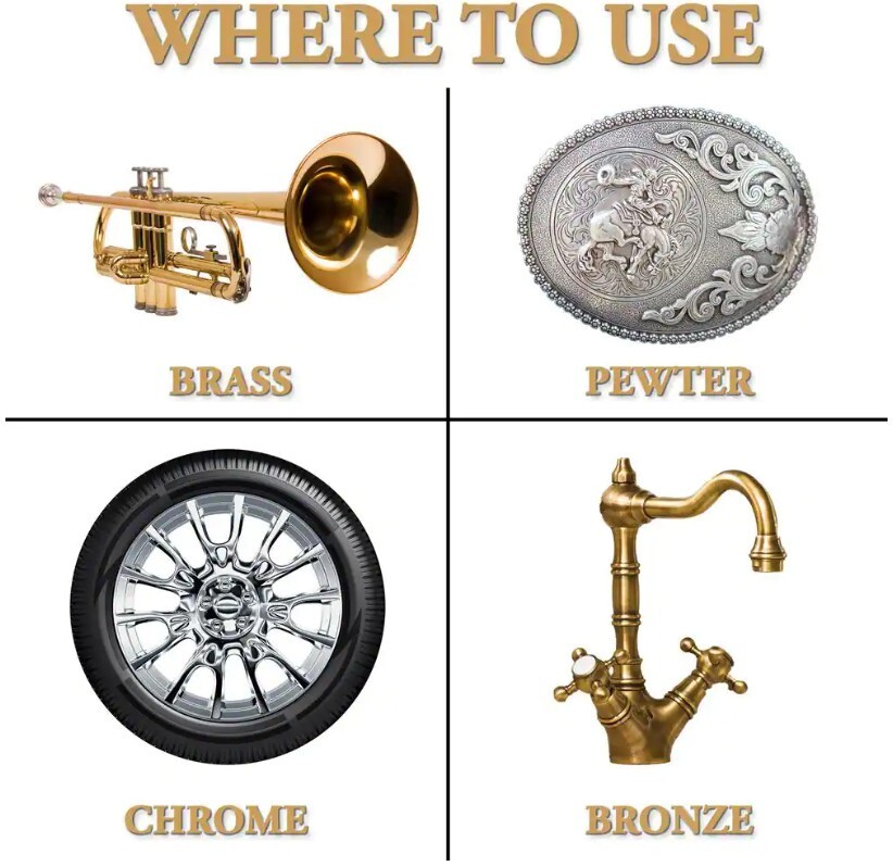 Brasso Metal Polish Brass For Copper Stainless Steel Chrome Aluminum Bronze 8oz.