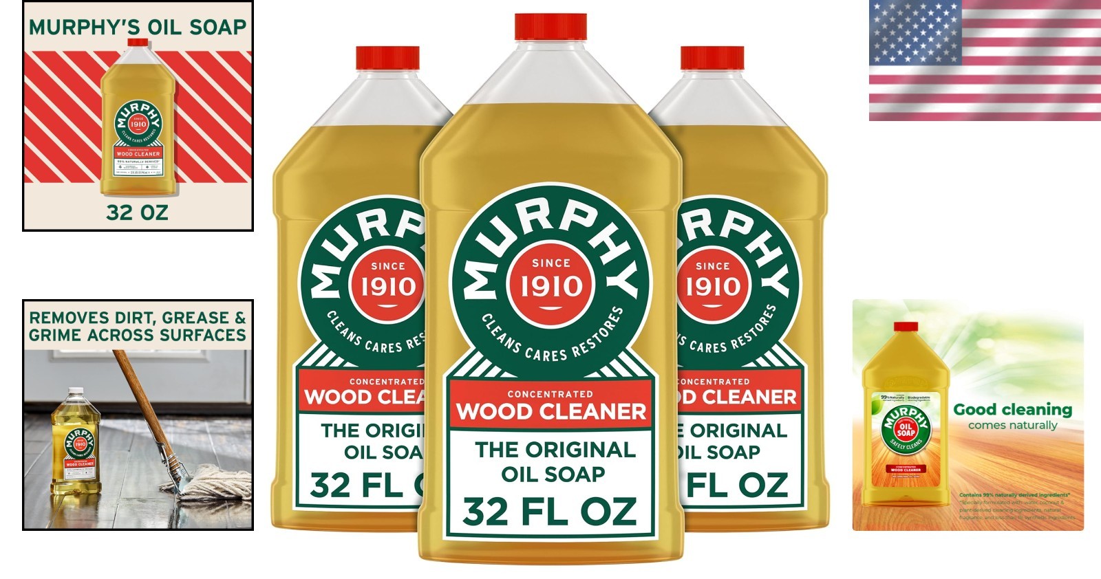 Murphy Concentrated Wood Cleaner Set, 32 Fl Oz Bottles, Ammonia-Free, Citronella