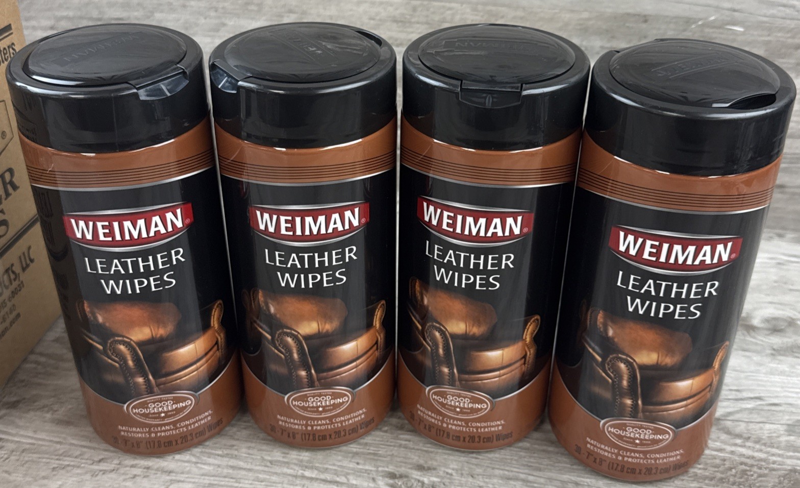 4 Pack Weiman Leather Cleaner & Conditioner Wipes With UV Protection 30 ct