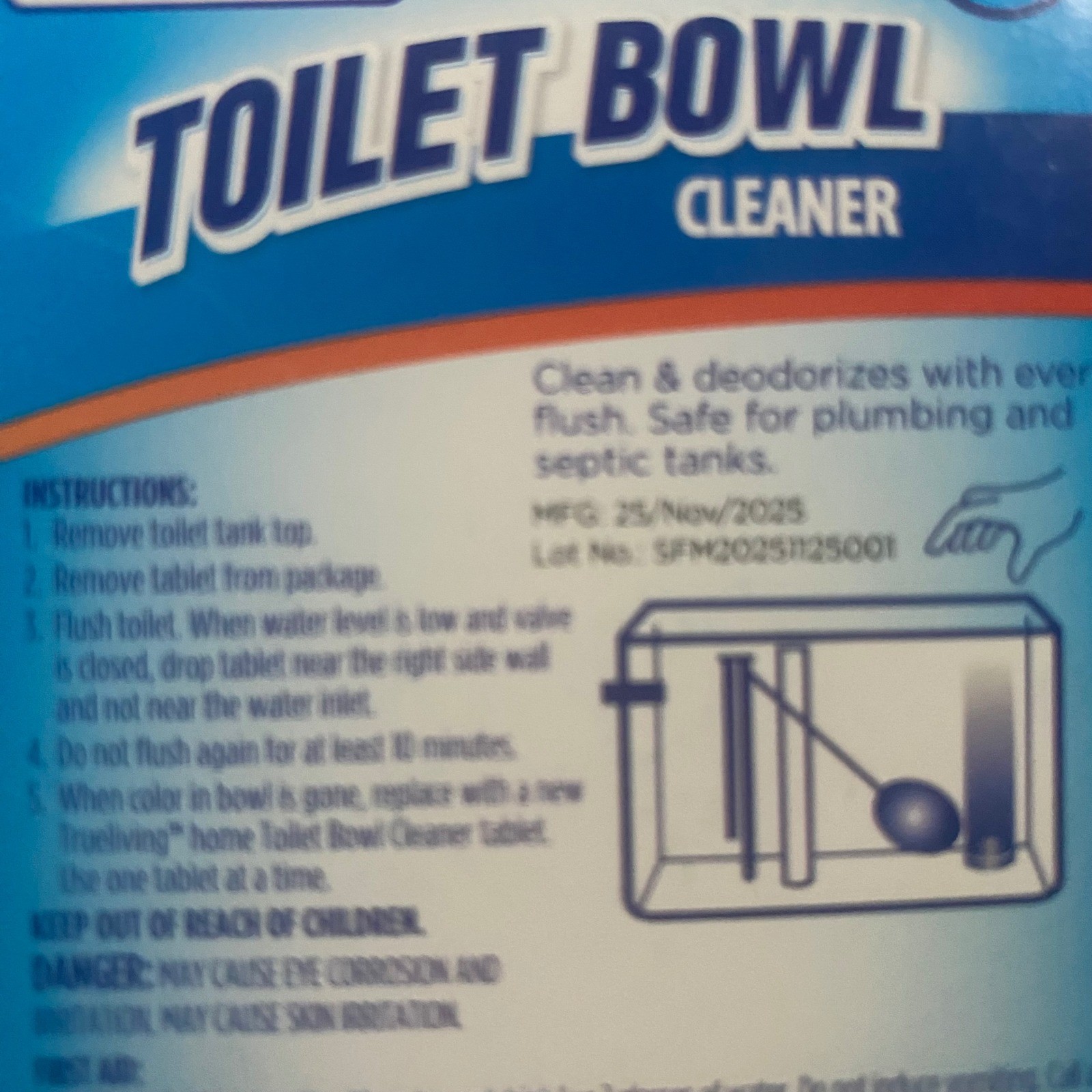 TrueLiving Toilet Bowl Cleaner Twin Pack 4 Tablets Blue Deodorizing Septic Safe