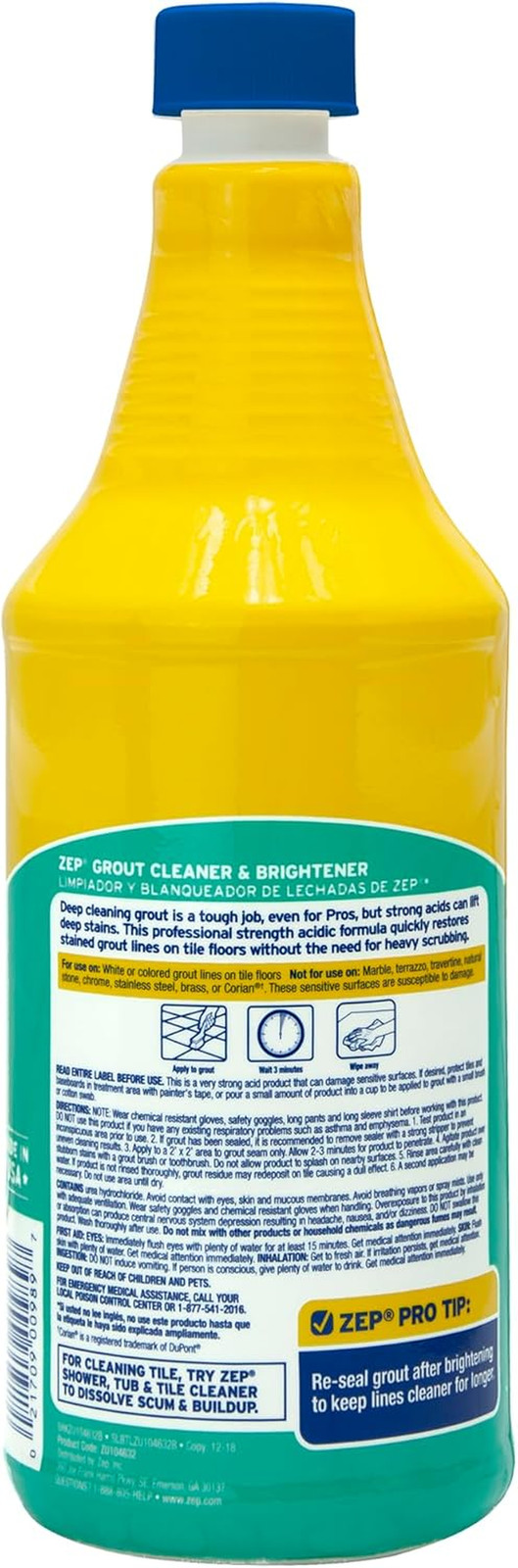 Zep Grout Cleaner and Brightener – 32 Ounce (1 Bottle) – ZU104632 – Deep Cleanin