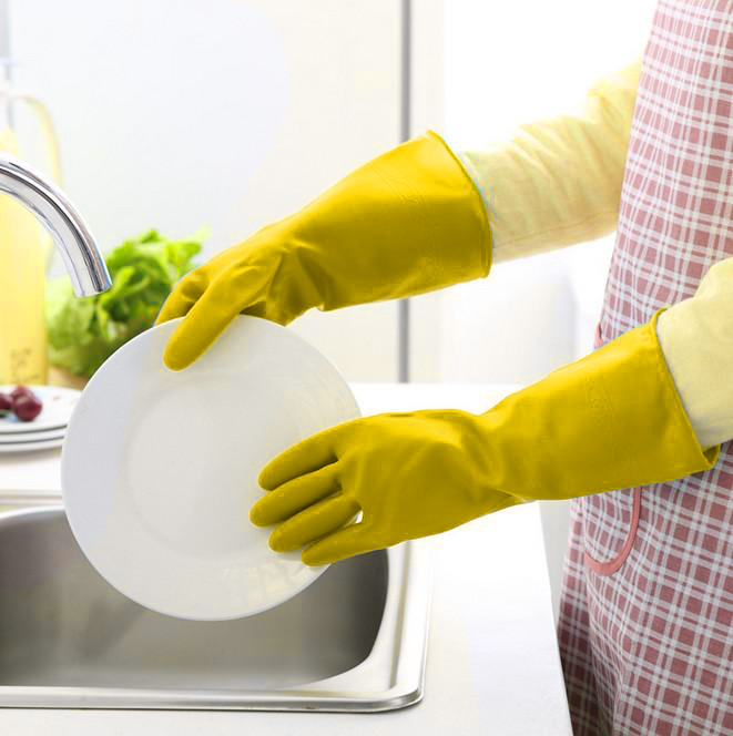 Lot of 12 Packs Dish Washing Latex Gloves S M L Size Yellow Pairs Packages