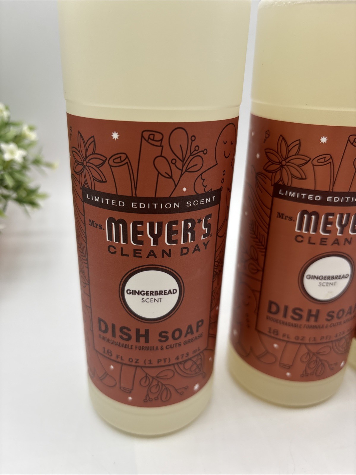 3 Pk: MRS. MEYER’S CLEAN DAY Liquid Dish Soap-Gingerbread-16 oz. ea. Limited Ed