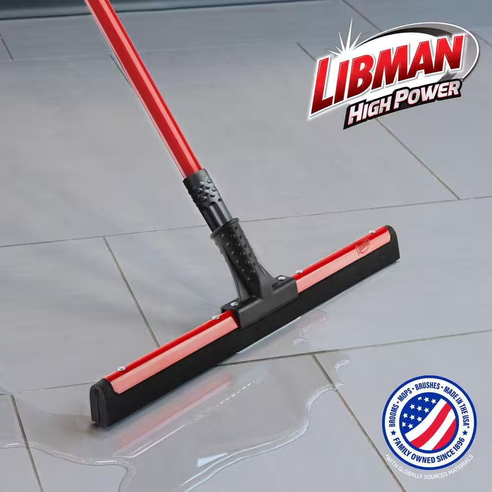 18 In. High Power Flex Foam Blade Floor Squeegee with 4.6 Ft. Steel Handle