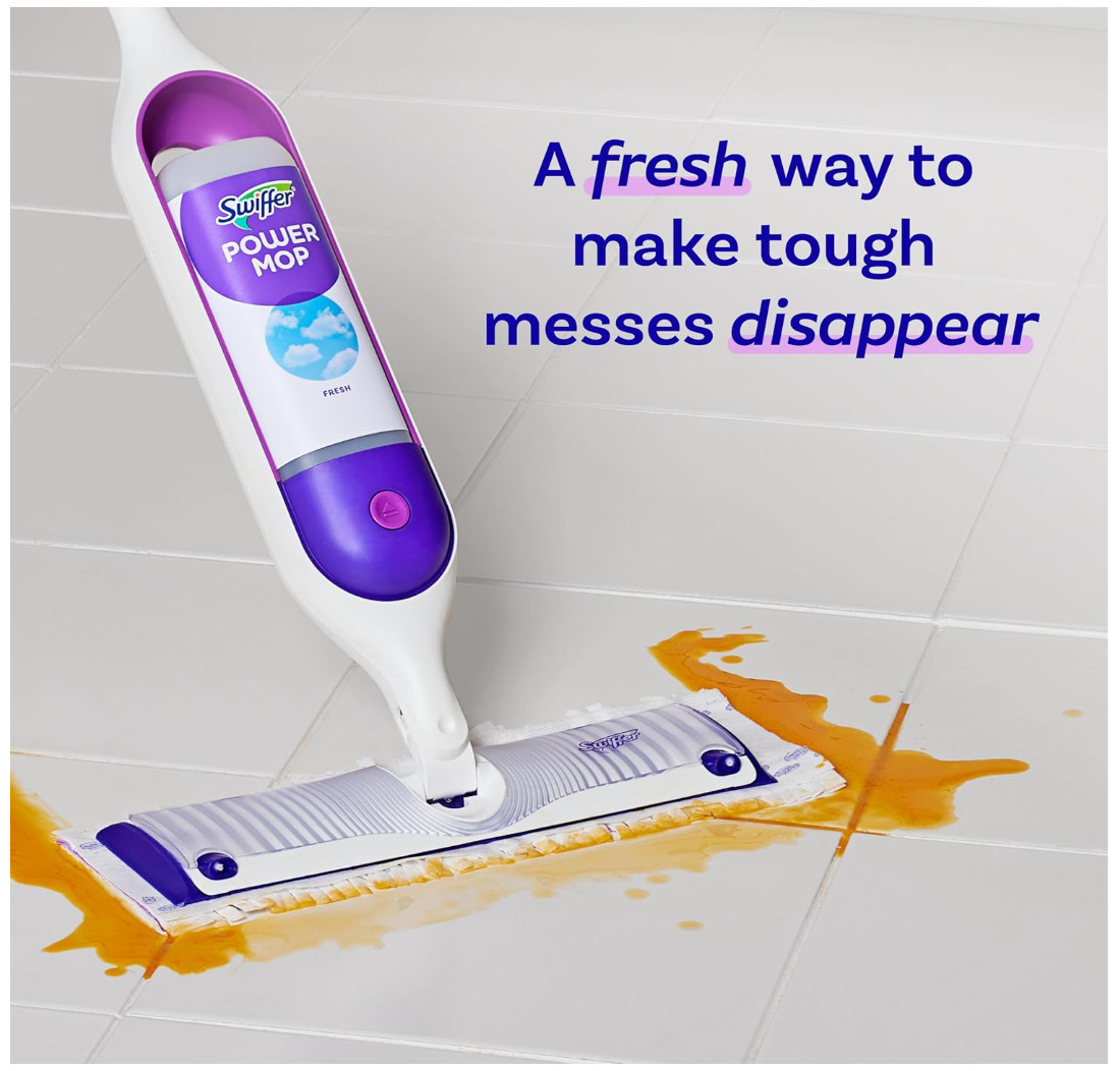 Swiffer Power Mop Refill Solution, Fresh Scent Floor Cleaner, 25.3 oz (2 Pack)