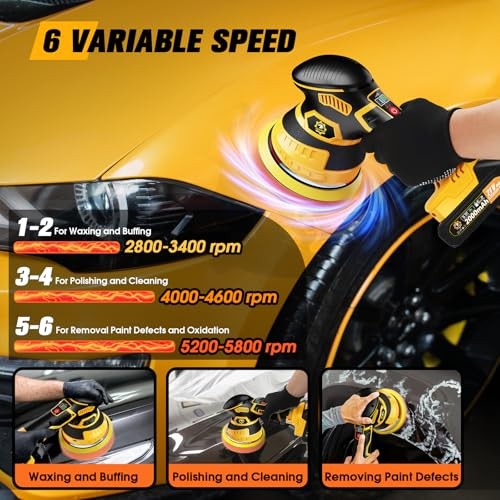Cordless Car Buffer Polisher kit [2x 2000mAh 21V Batteries & 18 PCS Attachments]