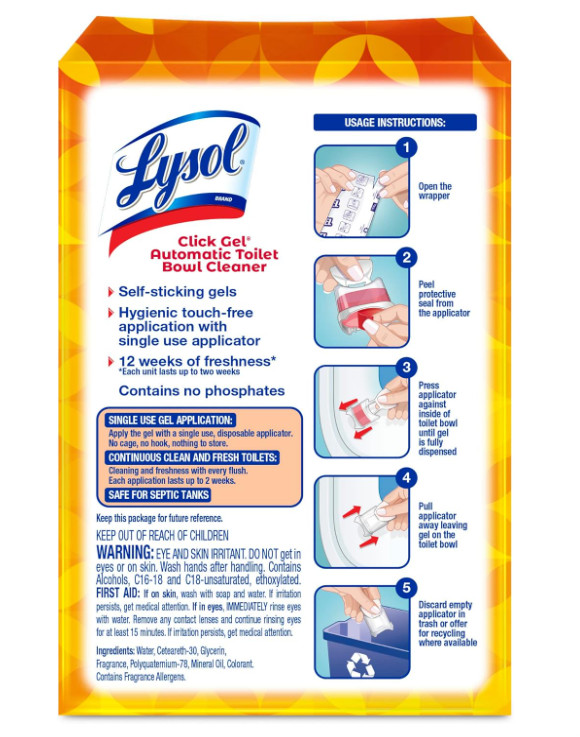 Lysol Click Gel Automatic Toilet Bowl Cleaner, Toilet Gel Stamp, Toilet Freshene