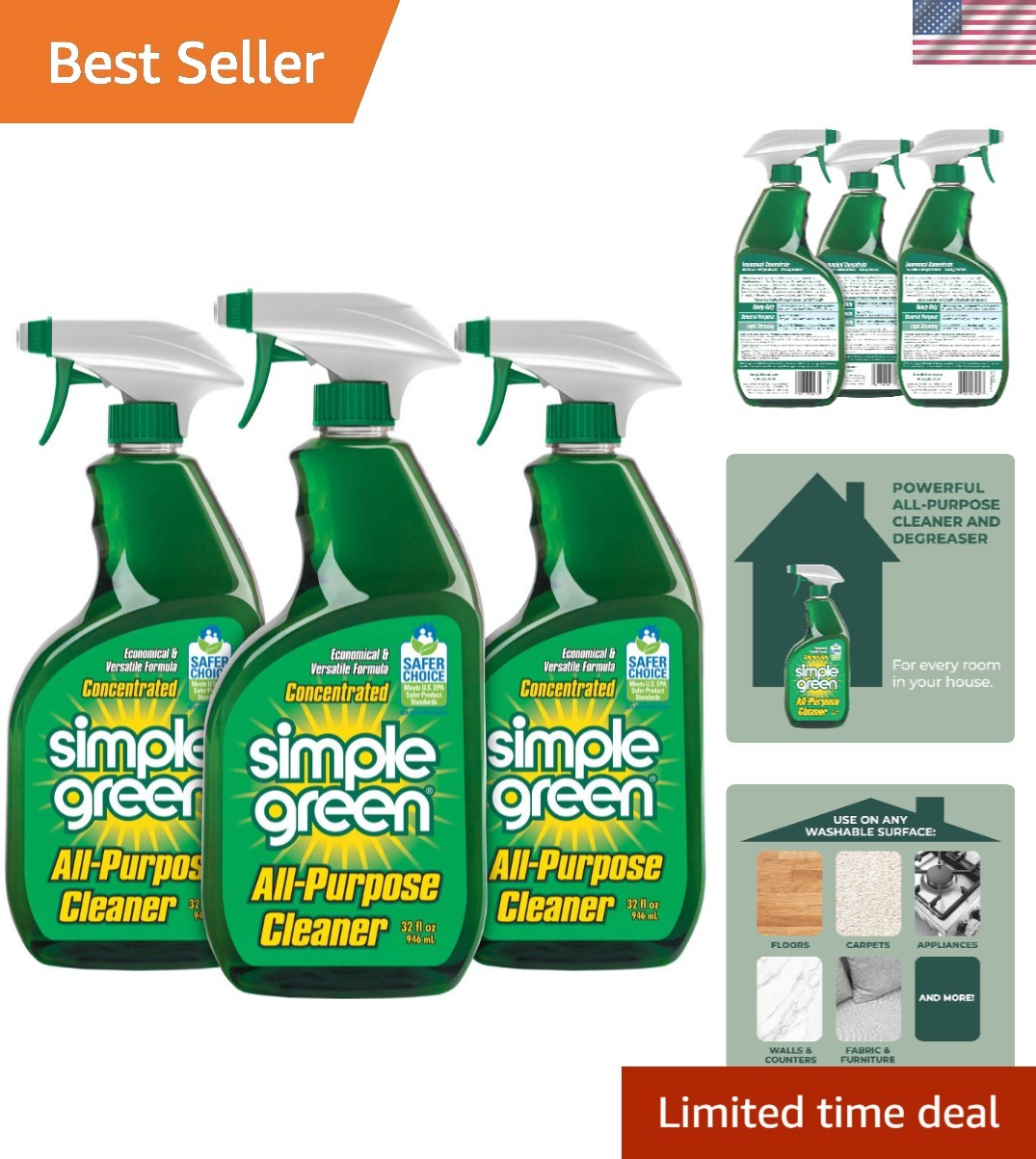 Scent All-Purpose Cleaner, Concentrated Formula, 32 Fl Oz (Set of 3)