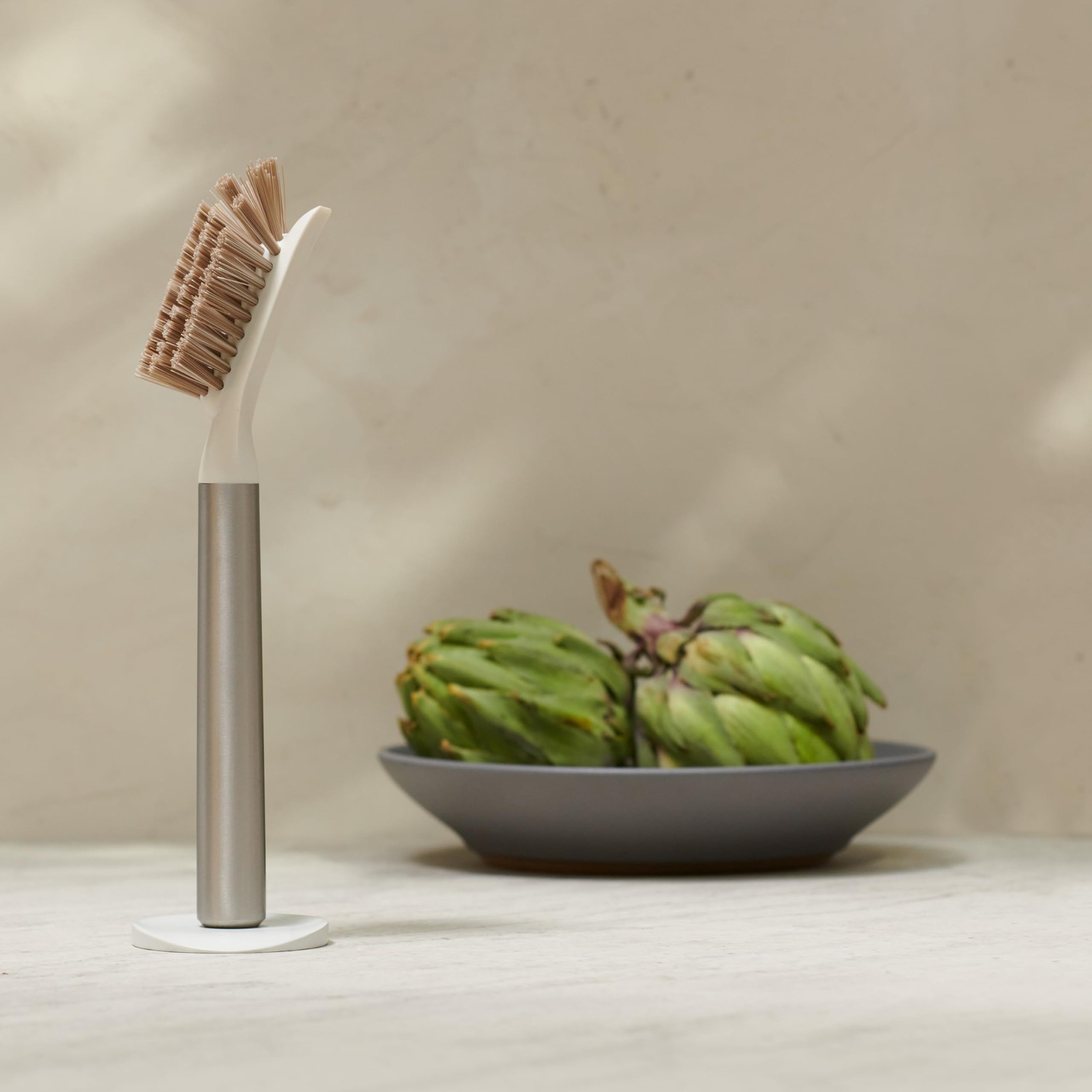 Ionic Dish Brush, Magnetized to Stand Upright, Stainless Steel with Replaceab…