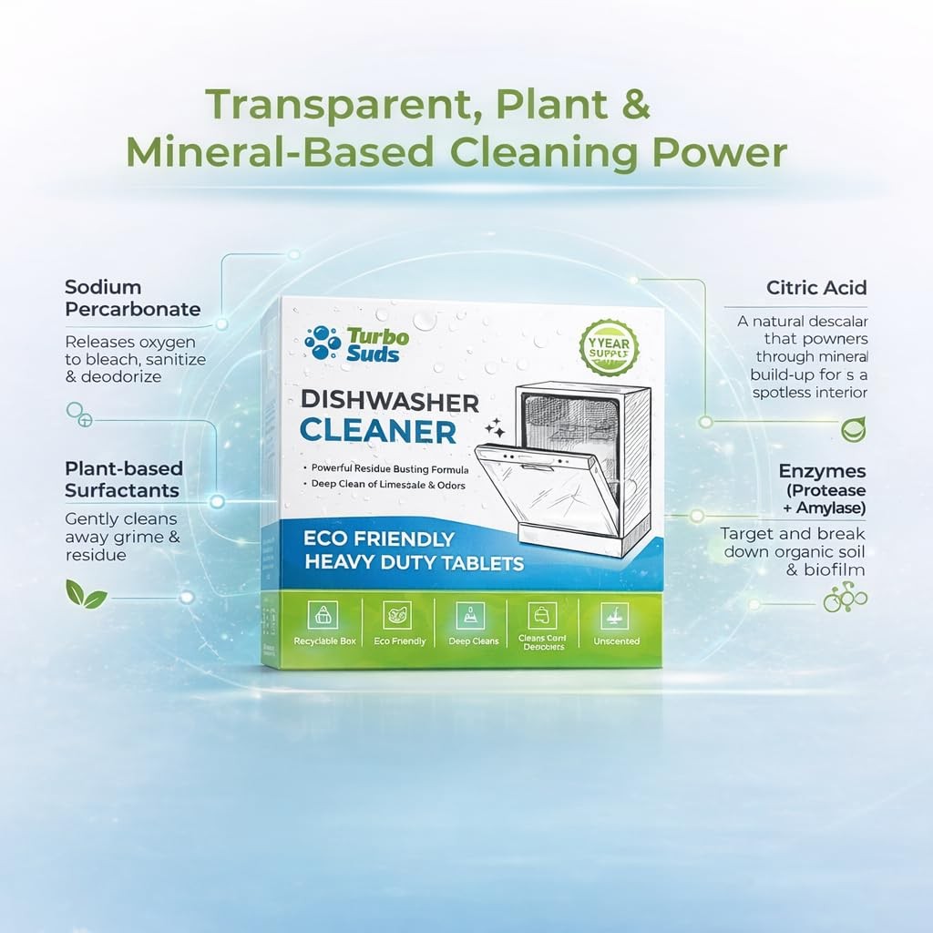 Turbo Suds Dishwasher Cleaner and Deodorizer XL 1 Count (Pack of 12), White