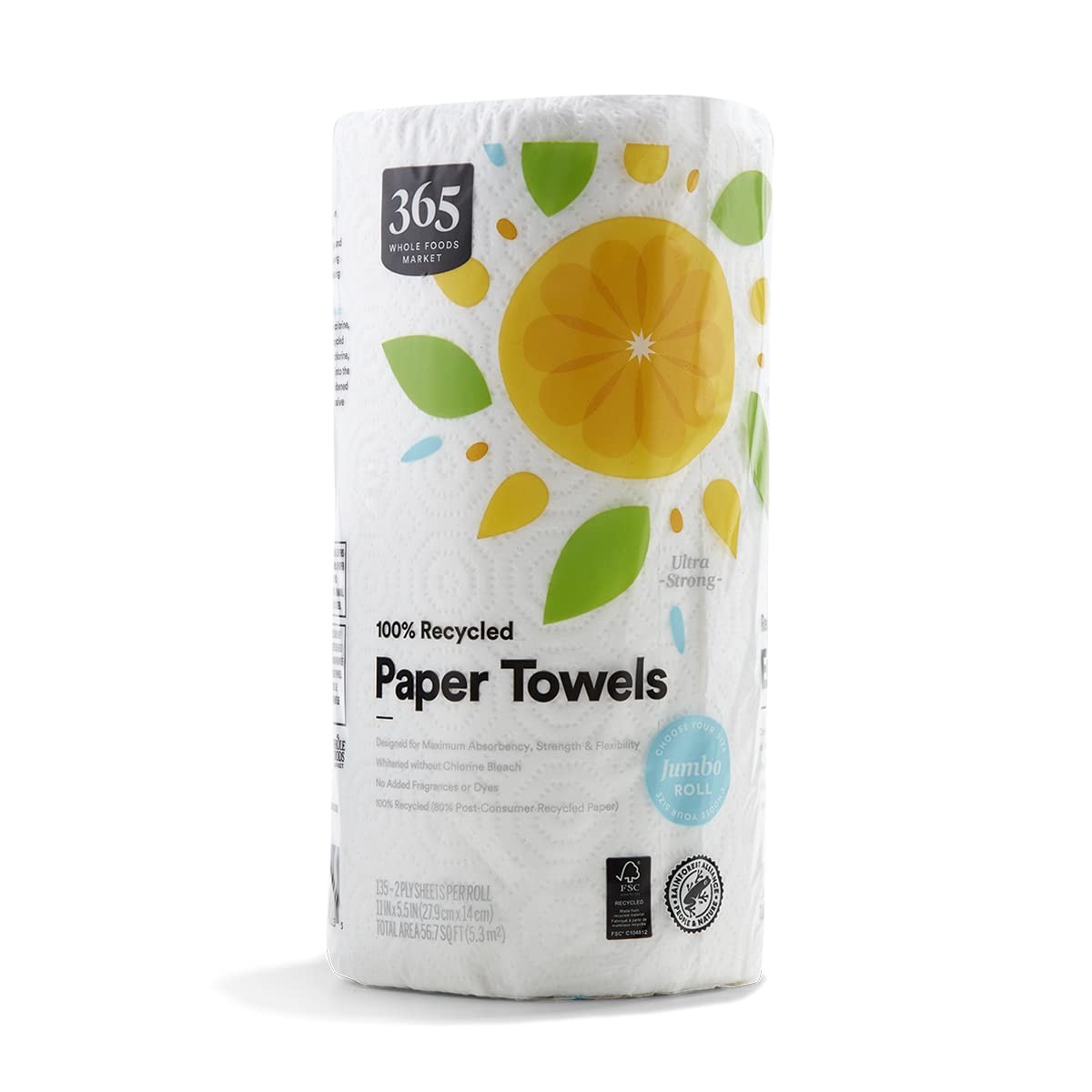 365 By WFM, 100% Recycled Jumbo Paper Towels, 1 Count – 1 Box