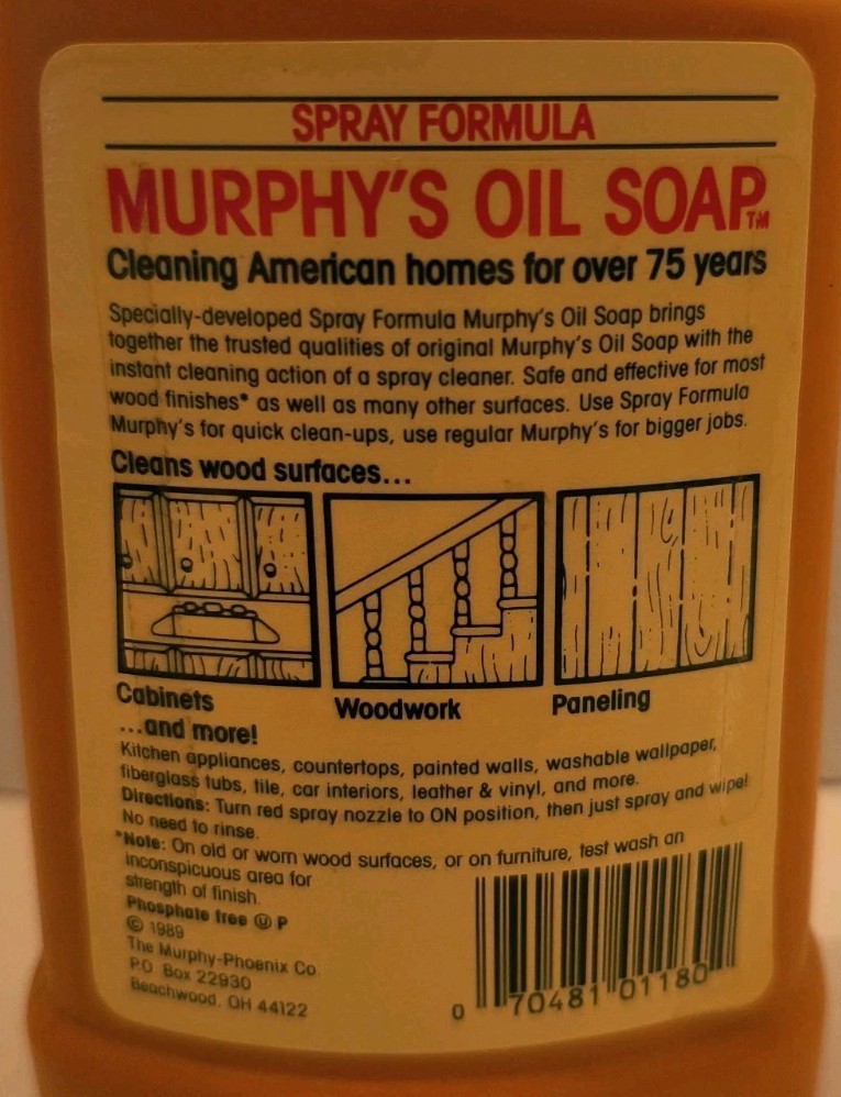 Murphy Oil Soap 22oz Spray Formula Wood Surfaces New Old Stock Vintage 1989