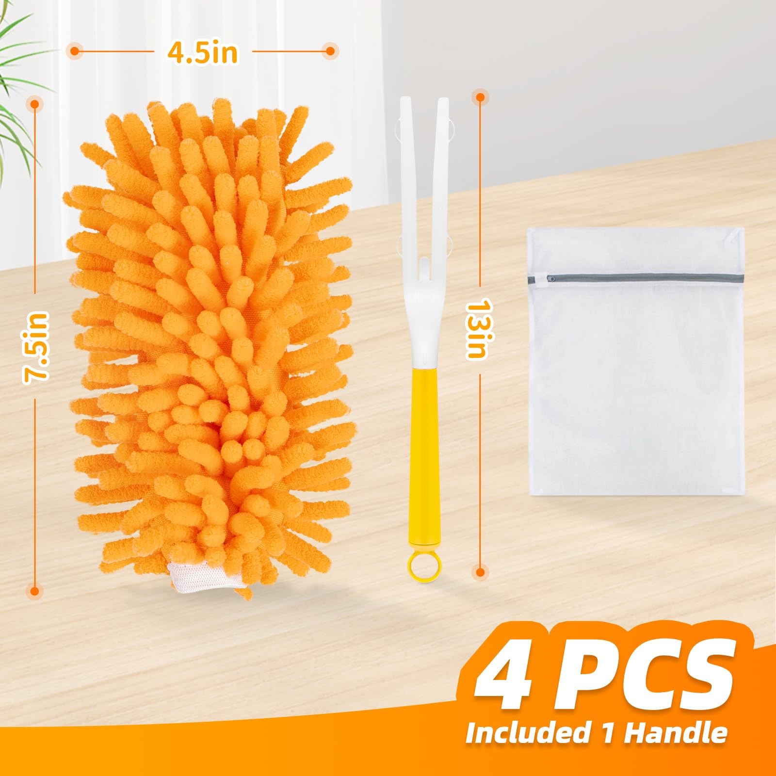 4 Pack Reusable Duster Refills with Swiffer Hand Duster, Washable Microfiber …