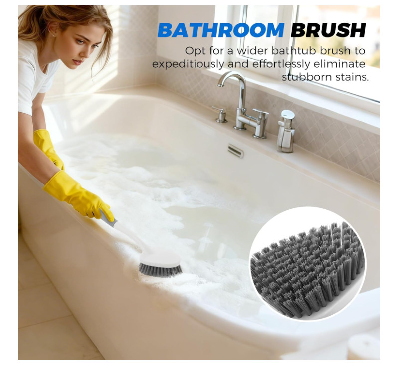3 Pack Heavy Duty Scrub Brush Set for Household Use, Long Scrub Brush, Handheld