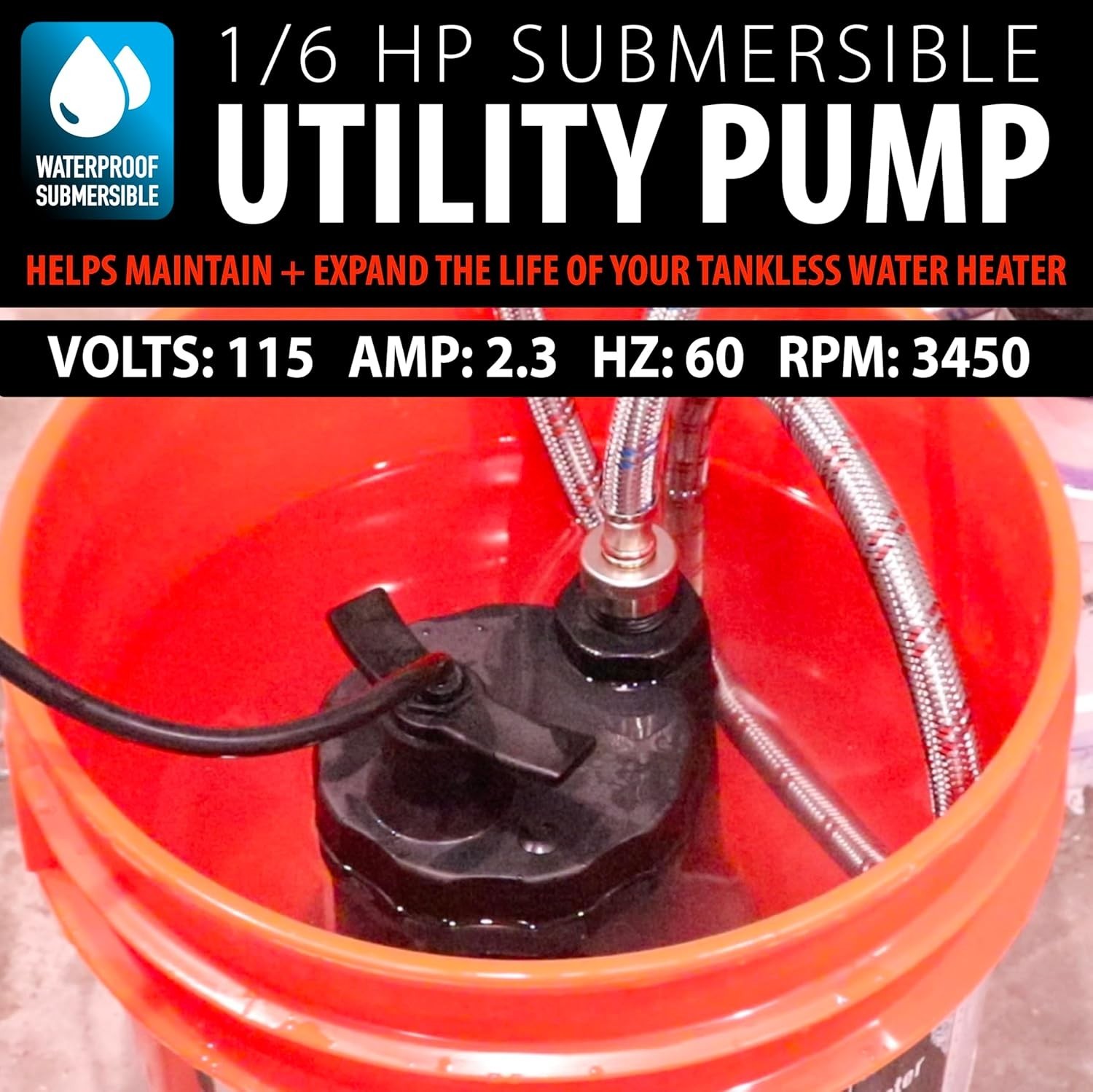 Tankless Water Heater Flushing Kit, Eco-safe Liquid Descaler and 1/6HP Pump
