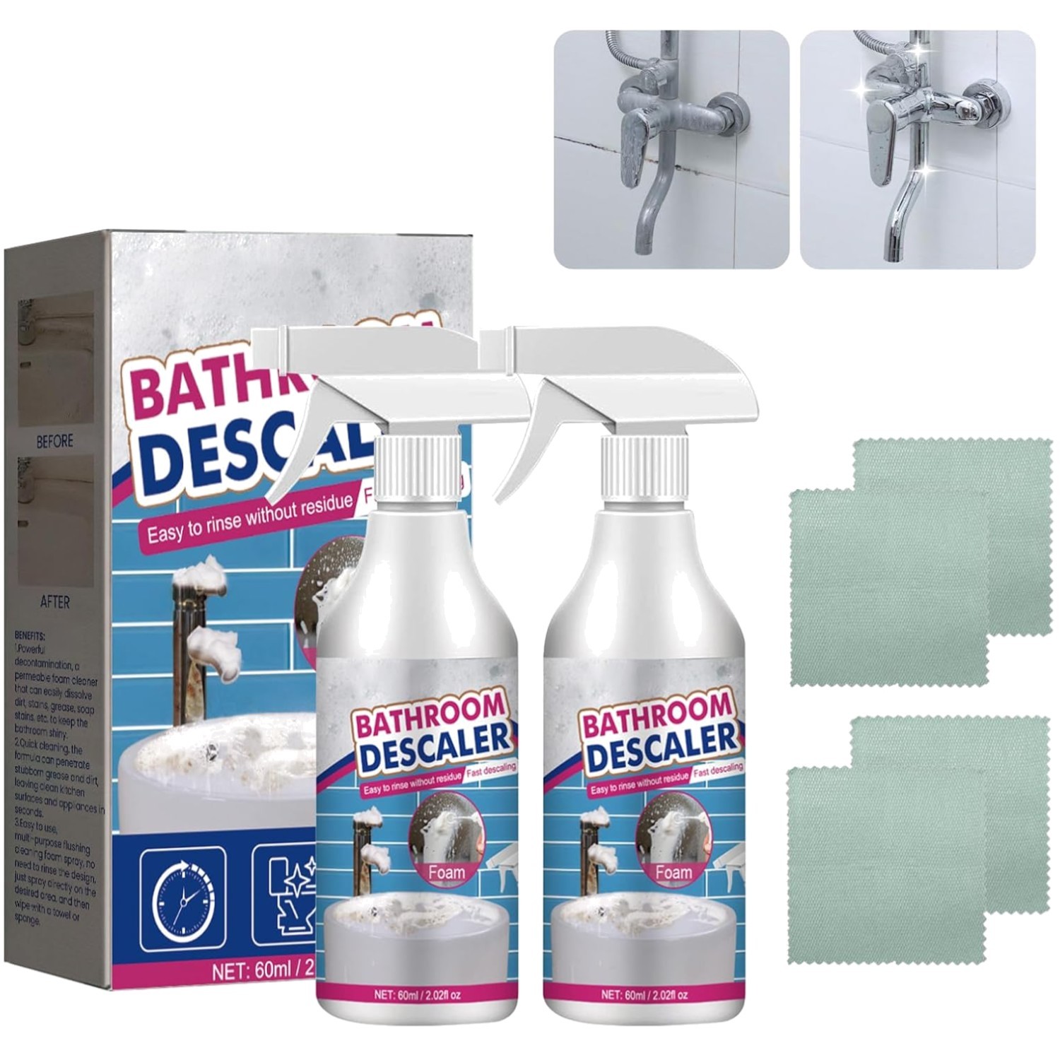 Bathroom Foam Cleaner Spray – 2 PCS Set
