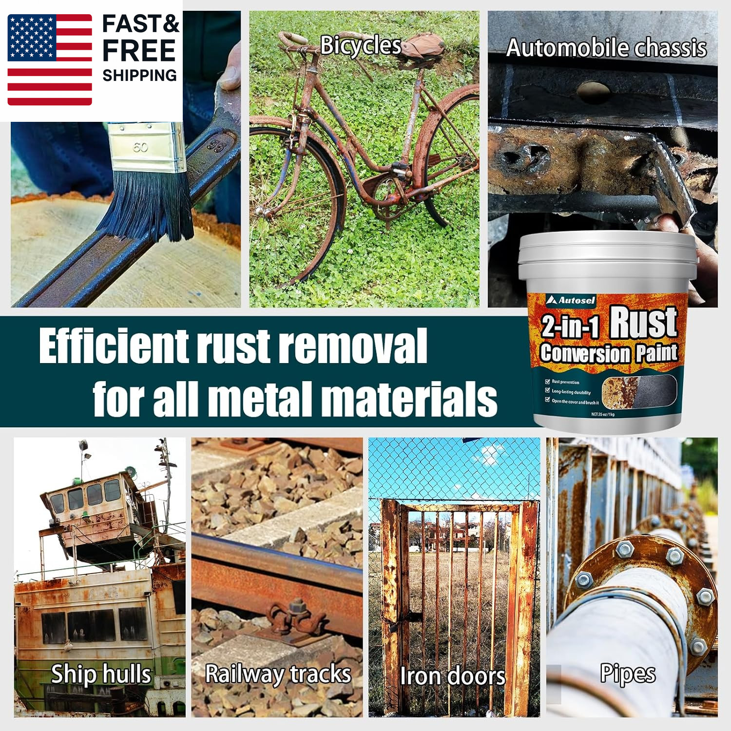 2-In-1 Rust Converter & Metal Primer, Stops Rust,Rust Inhibitor Paint for Metal,