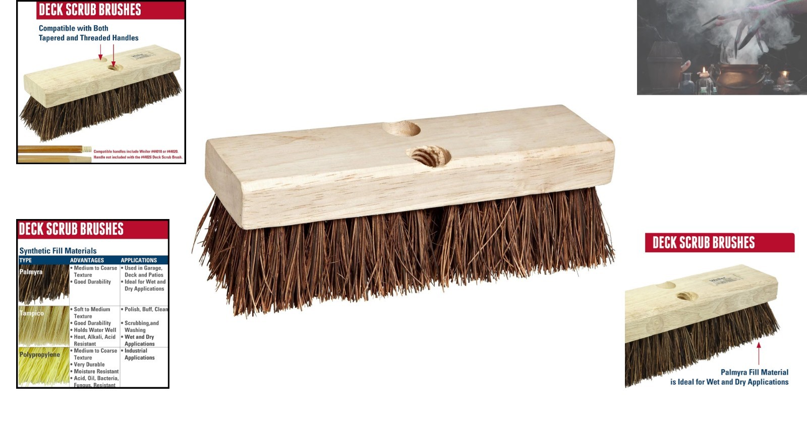 9″ Palmyra Fill Deck Scrub Brush – Heavy-Duty Wood Block for Tough Cleaning