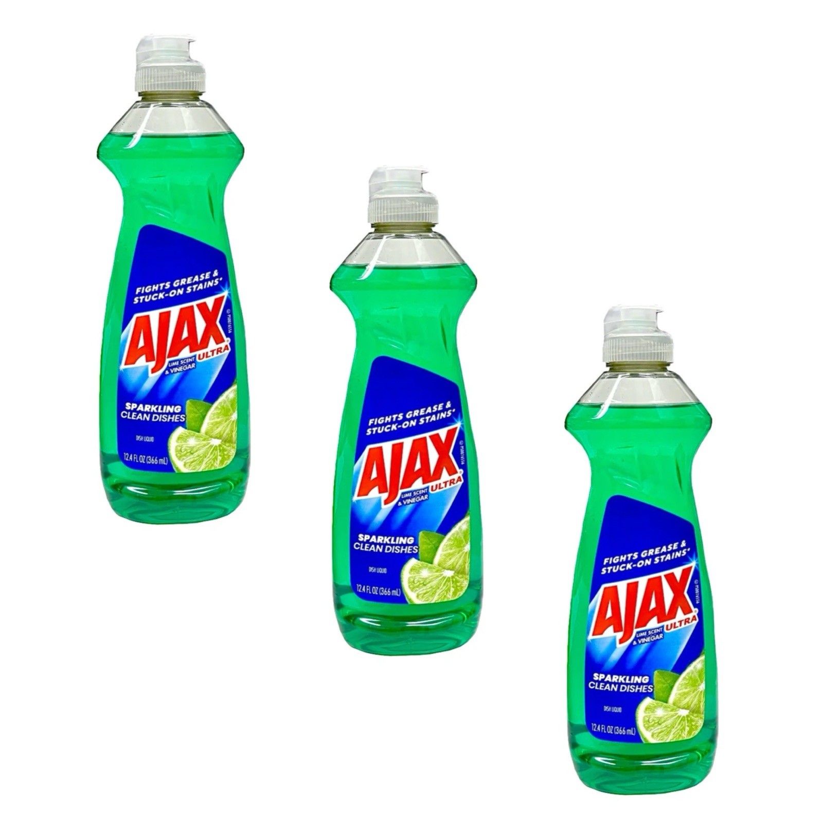 3X AJAX DISH LIQUID / Lime Scent & Vinegar (366mL) 3 PACK