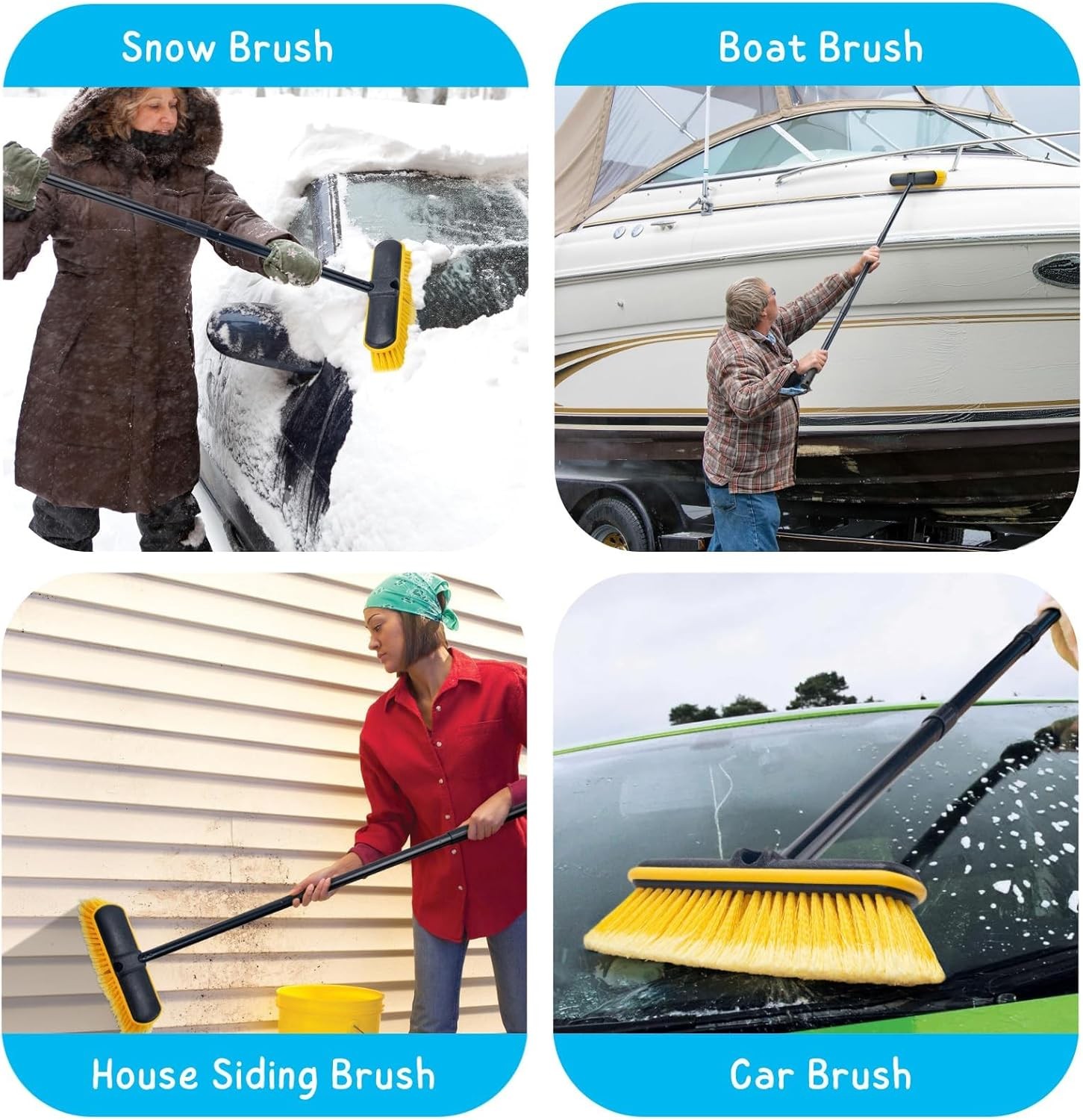 Car Wash Brush with Long Handle, 55” Vehicles Exterior Washing Supplies, Soft B
