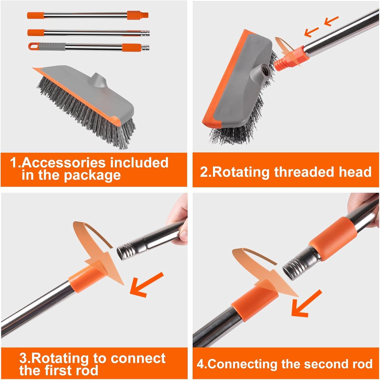 Deck Scrub Brush with Long Handle,Outdoor Porch Indoor Kitchen Shower Bathroom!!