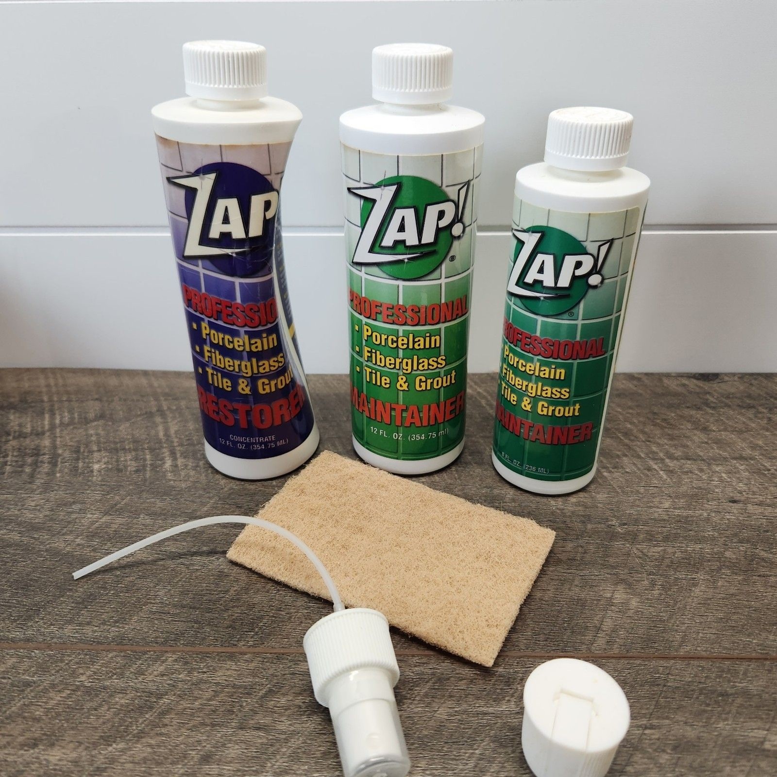 NEW ZAP! Professional Cleaner Porcelain Fiberglass Tile Maintainer Restorer Kit