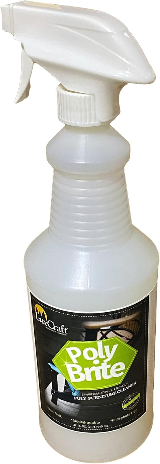 Poly Brite Cleaner for Poly Lumber Furniture – 32 Oz. Bottle, HDPE Furniture Cle