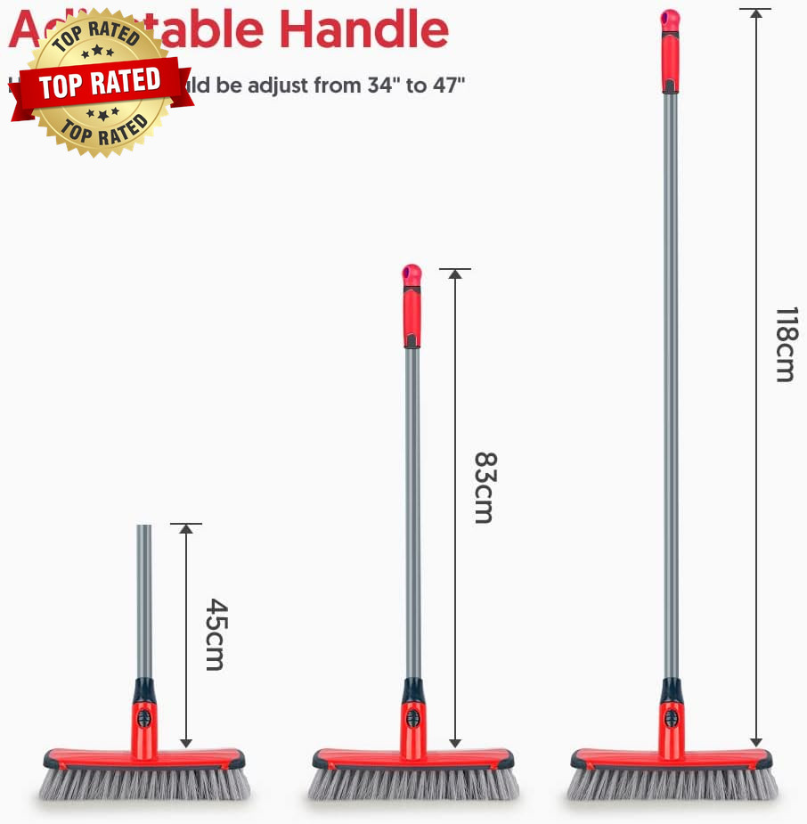 Floor Scrubber with Long Handle 2 in 1 Scrubbing Brush Stiff Bristle Shower Clea