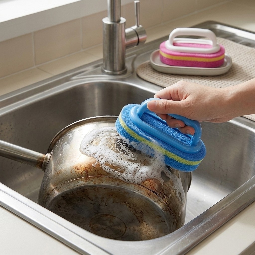 2Pcs Ergonomic Cleaning Scrub Brushes with Handle for Home Use