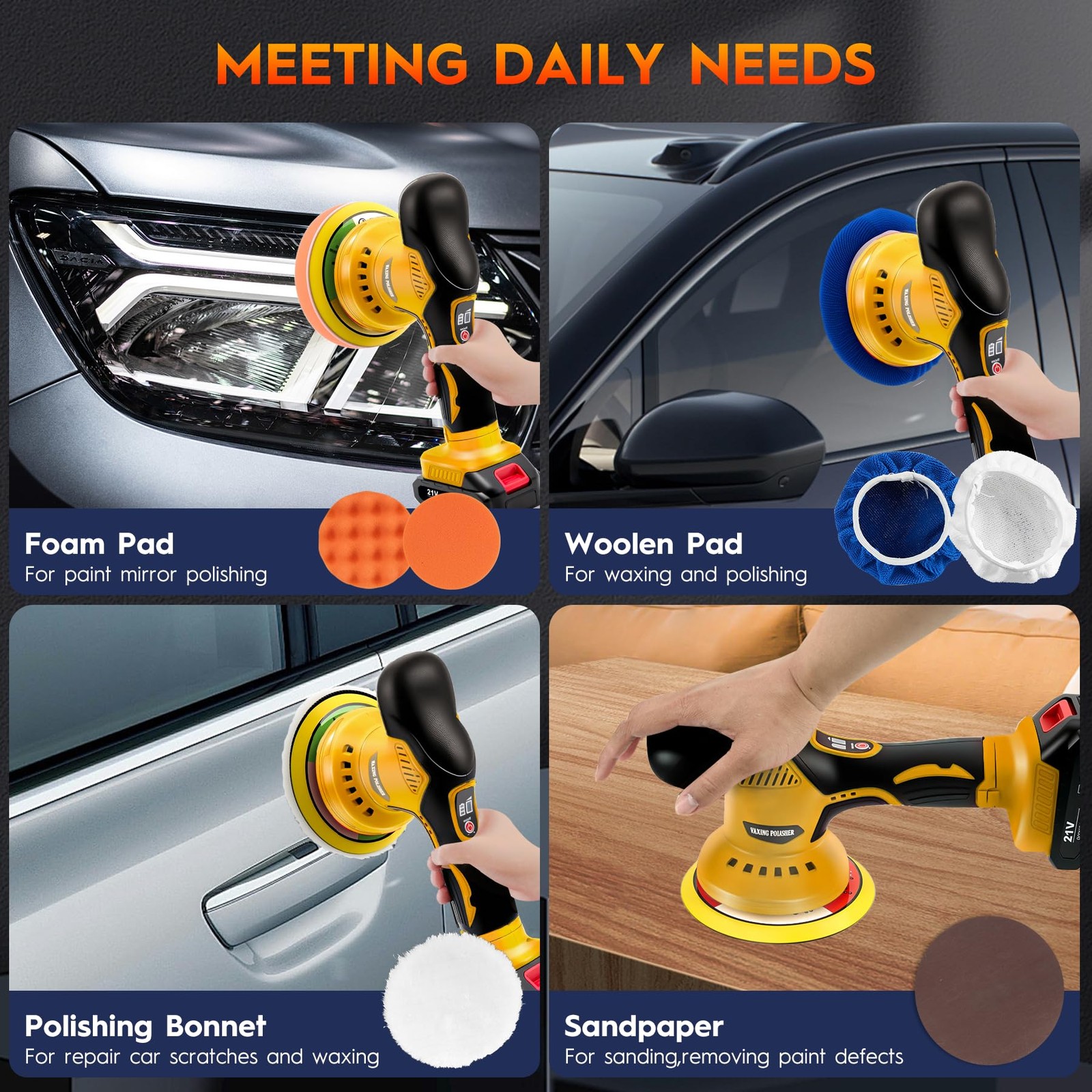 Cordless Car Buffer Polisher, 6 Inch Orbital Polisher Kit with 2x21V Batterie…