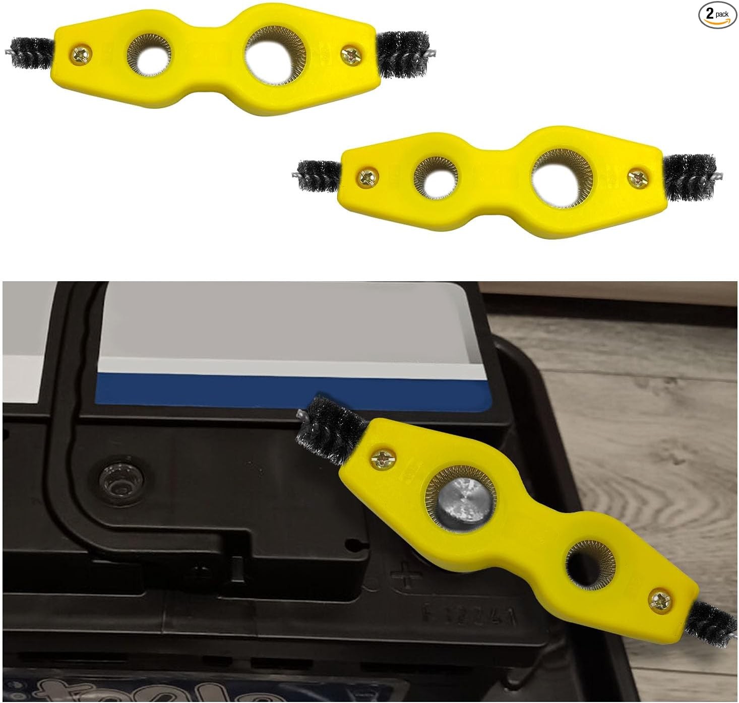 2 PCS Car Battery Terminal Cleaning Brush, 4 in 1 Ant Size: 2 PCSColor: Yellow
