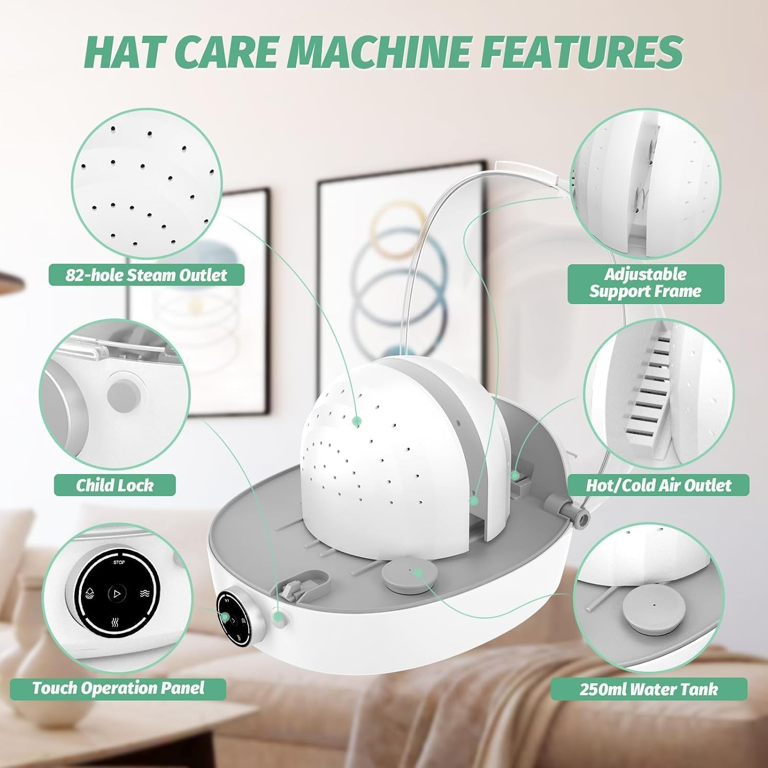 Automatic Cap Cleaner, All in One Hat Care Machine Steam Cleaning & Ironing and