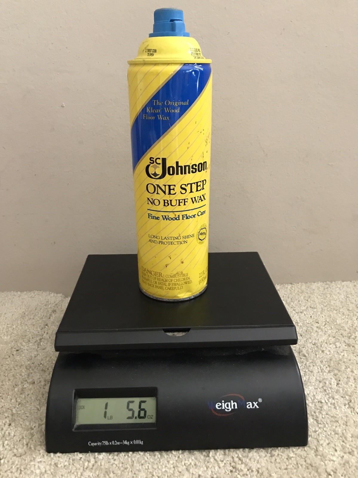 SC Johnson One Step No Buff Wax Fine Wood Floor Care 22oz Can ~90% Full
