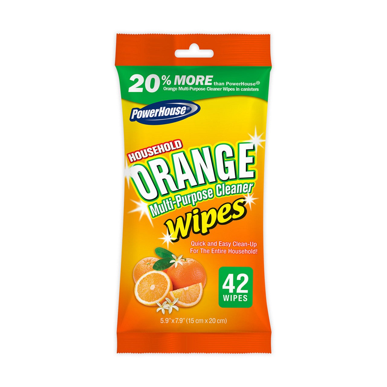 PowerHouse Household Orange Multi-Purpose Cleaner Wipes, 42 Wipes (Pack of 2)