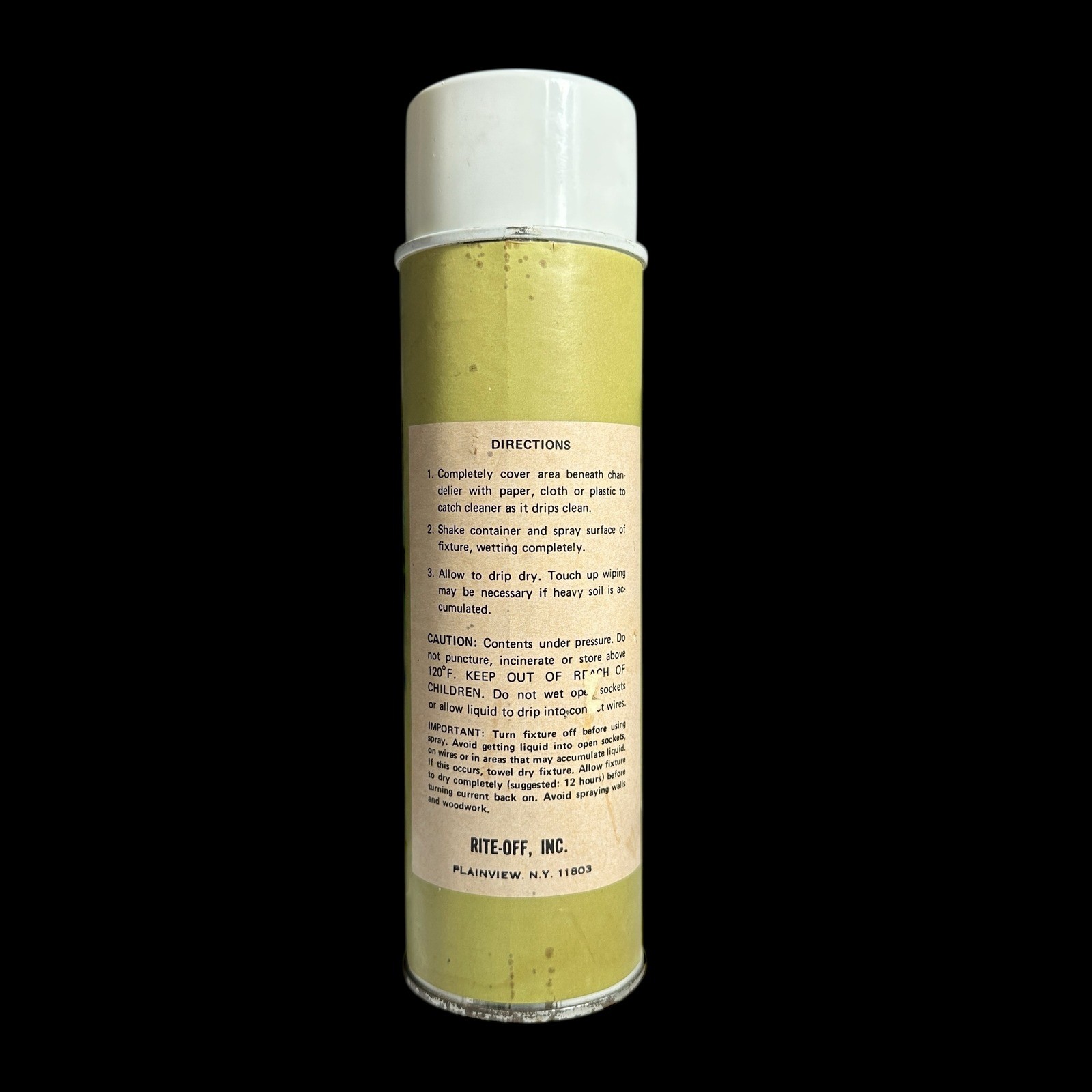 Rite Off Chandelier Cleaner Spray Can Item 8532 Net Wt 18 Oz Vintage