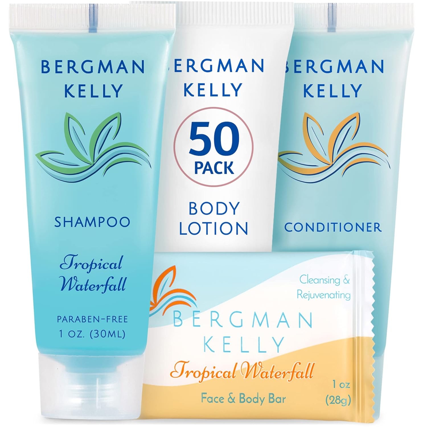 BERGMAN KELLY Hotel Toiletries Bundle (Tropical Waterfall, 1 oz each, 200 Piec