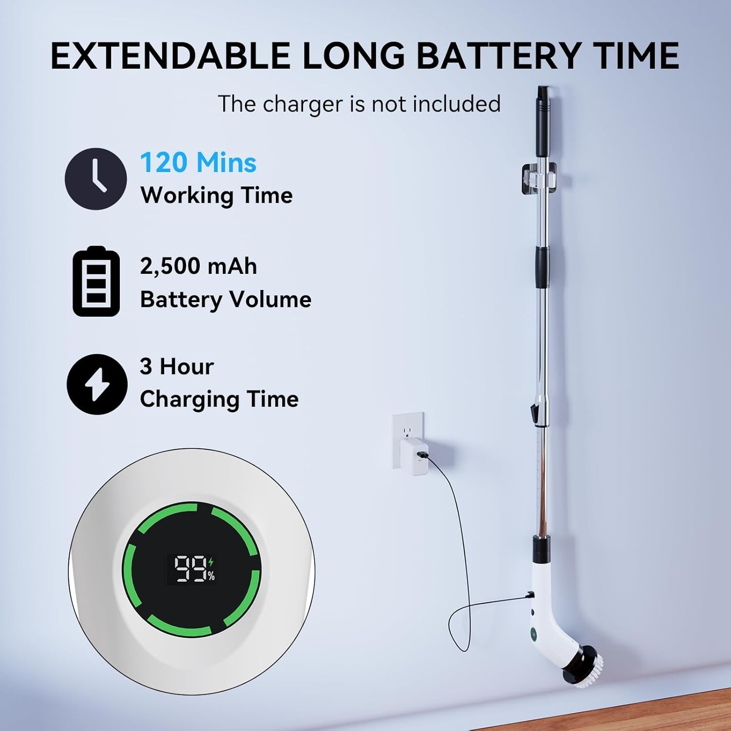 Cepillo De Limpieza Eléctrico Inalámbrico Giratorio IPX7 Con 8 Cabezales US NEW