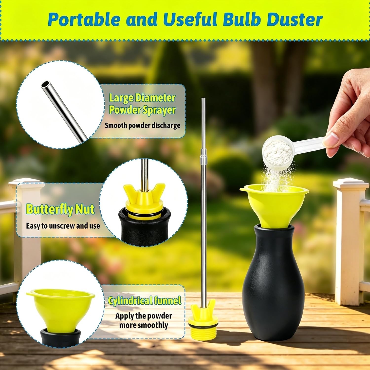 Powder Duster for Diatomaceous Earth, 14″-26.4″ Adjustable Telescopic Powder
