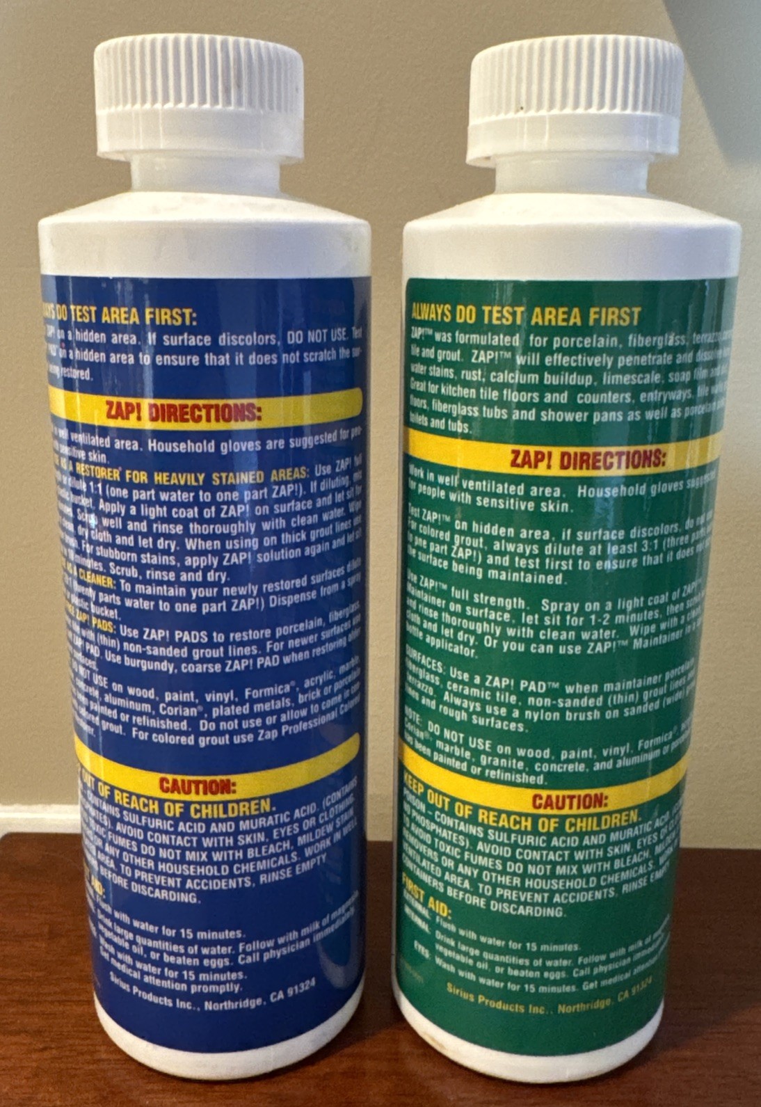 ZAP! Professional Tile Grout Cleaner Restorer & Maintainer NEW Bottles (1 Each)