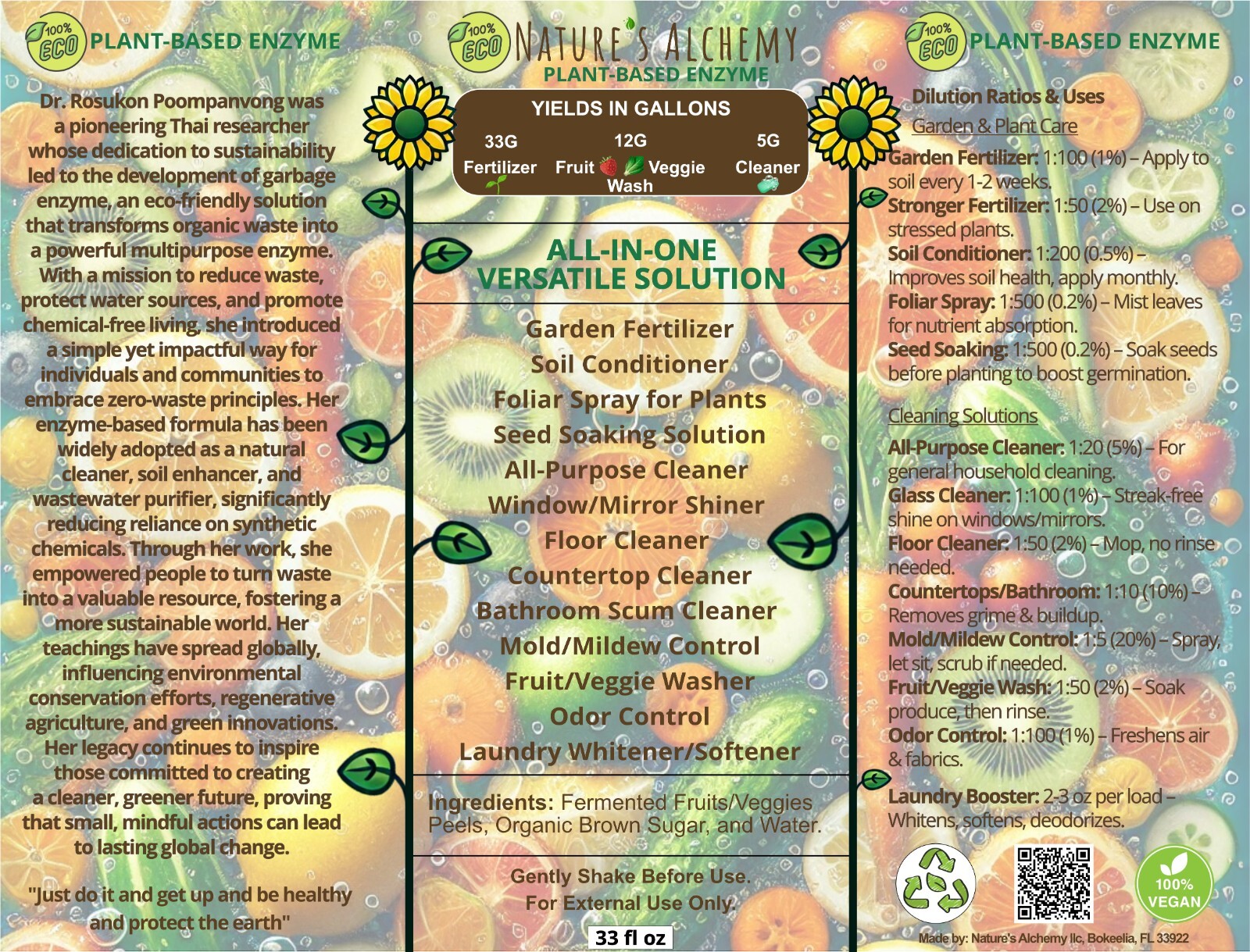 Eco-Friendly Multi-Purpose Enzyme Concentrate for Home and Garden