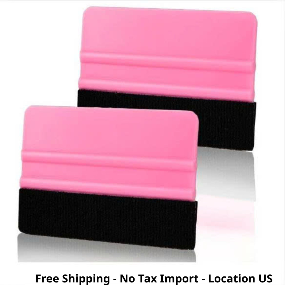 Vinyl Squeegee Tool, 2Pcs Pink Plastic Felt Squeegee for Vinyl Scraper for