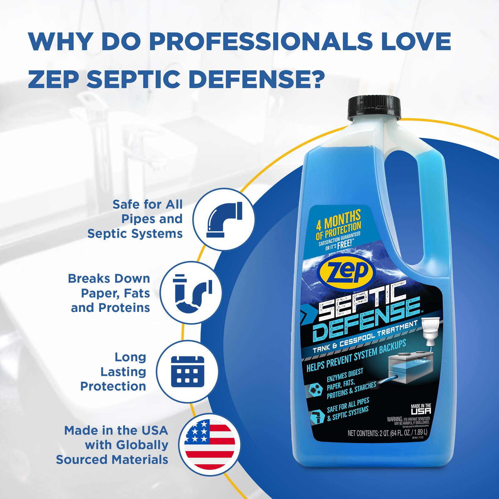 Zep Septic System and Cesspool Treatment Liquid – 64 Oz – ZLST648 – Safe for All
