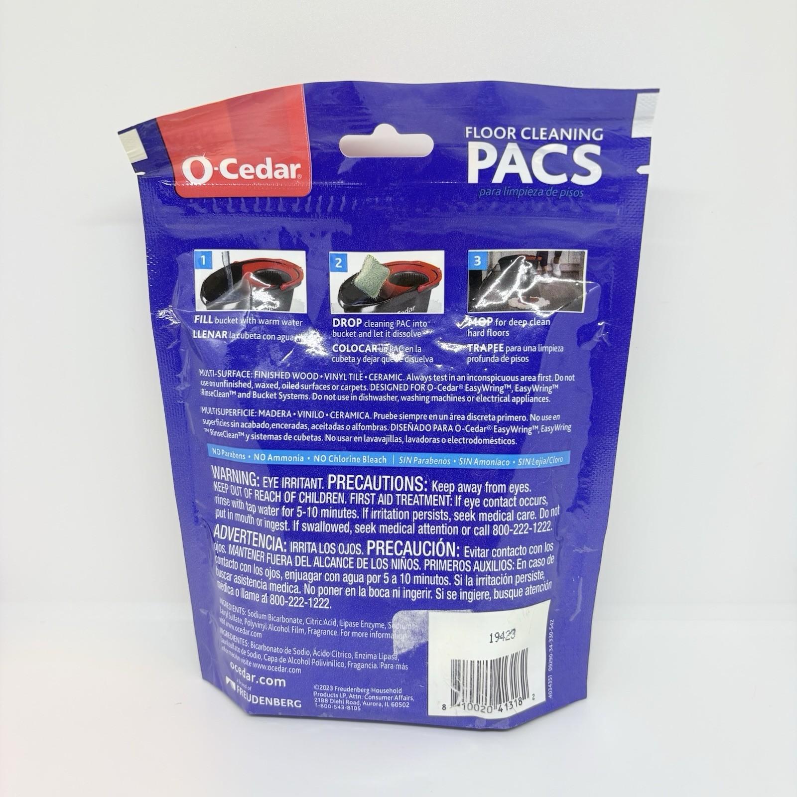 (4) O-Cedar PACS Hard Floor Cleaner, Crisp Citrus Scent & Lavender (10-Count ea)