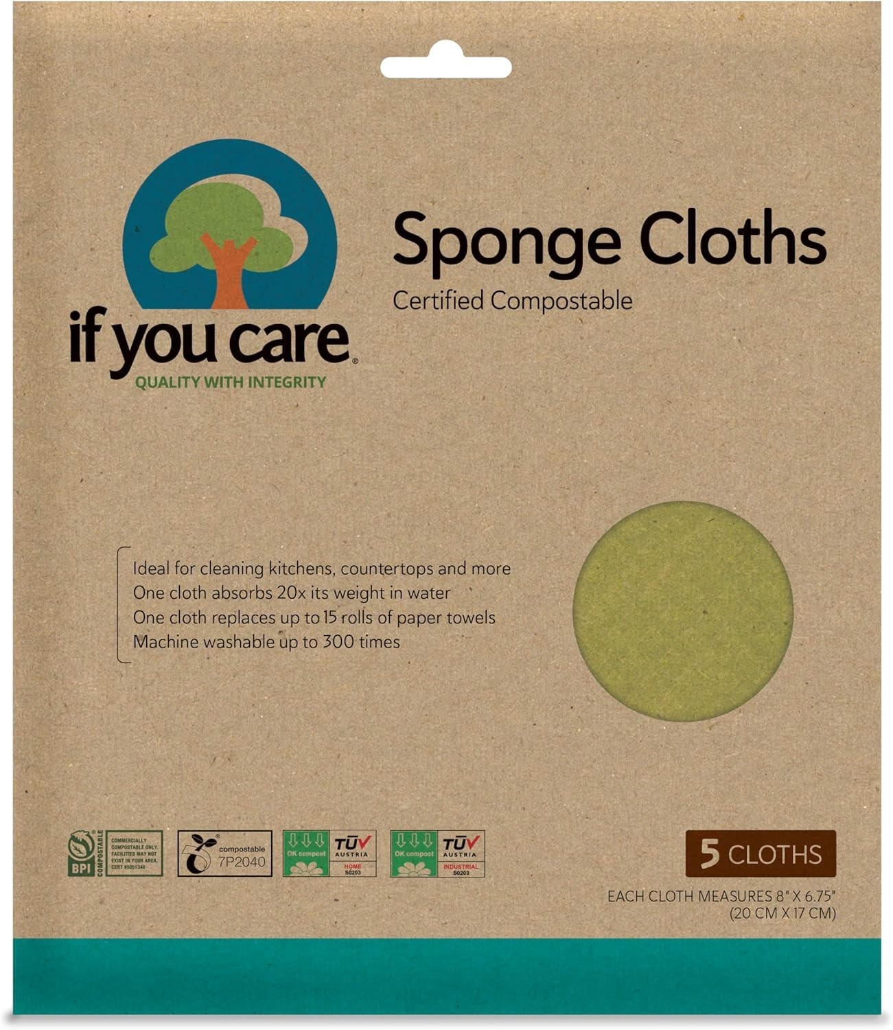 Sponge Cloths – 5 Count – 100% Natural Cleaning Rags for Kitchen, Bathroom, H…