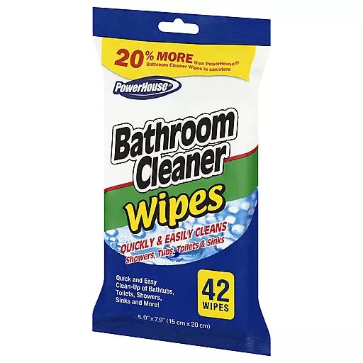 PowerHouse Bathroom Cleaner Wipes, 42 Wipes (Pack of 6)